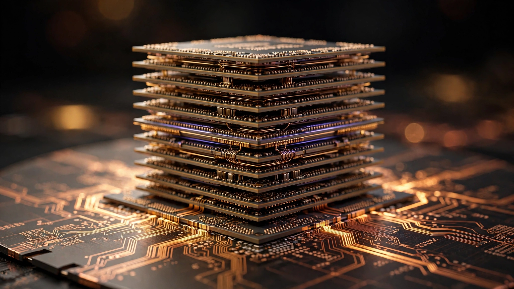 HBM 芯片堆叠特写