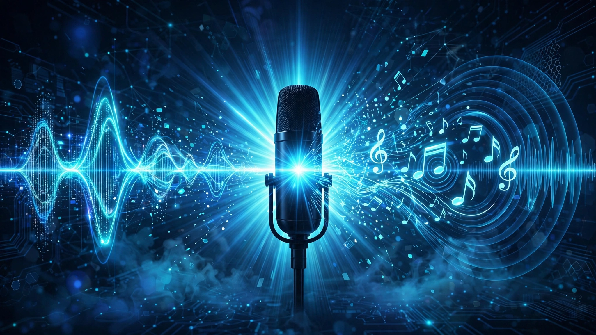 题图：AI 语音声波与音符交融